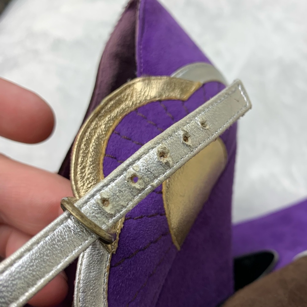 Marc Jacobs Purple Suede Mod Maryjane Wedge Heels - Picture 10 of 11